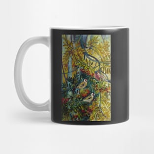 Goldfinches in the sorb-tree "sorbus aucuparia " Mug